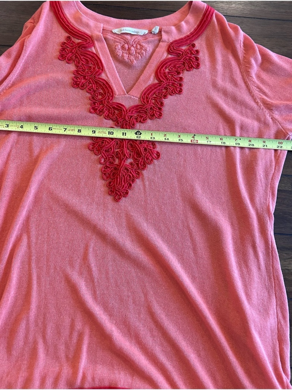 Soft Surroundings Palm Beach Sweater Tunic Size XL Coral Red Linen Blend - Picture 13 of 15